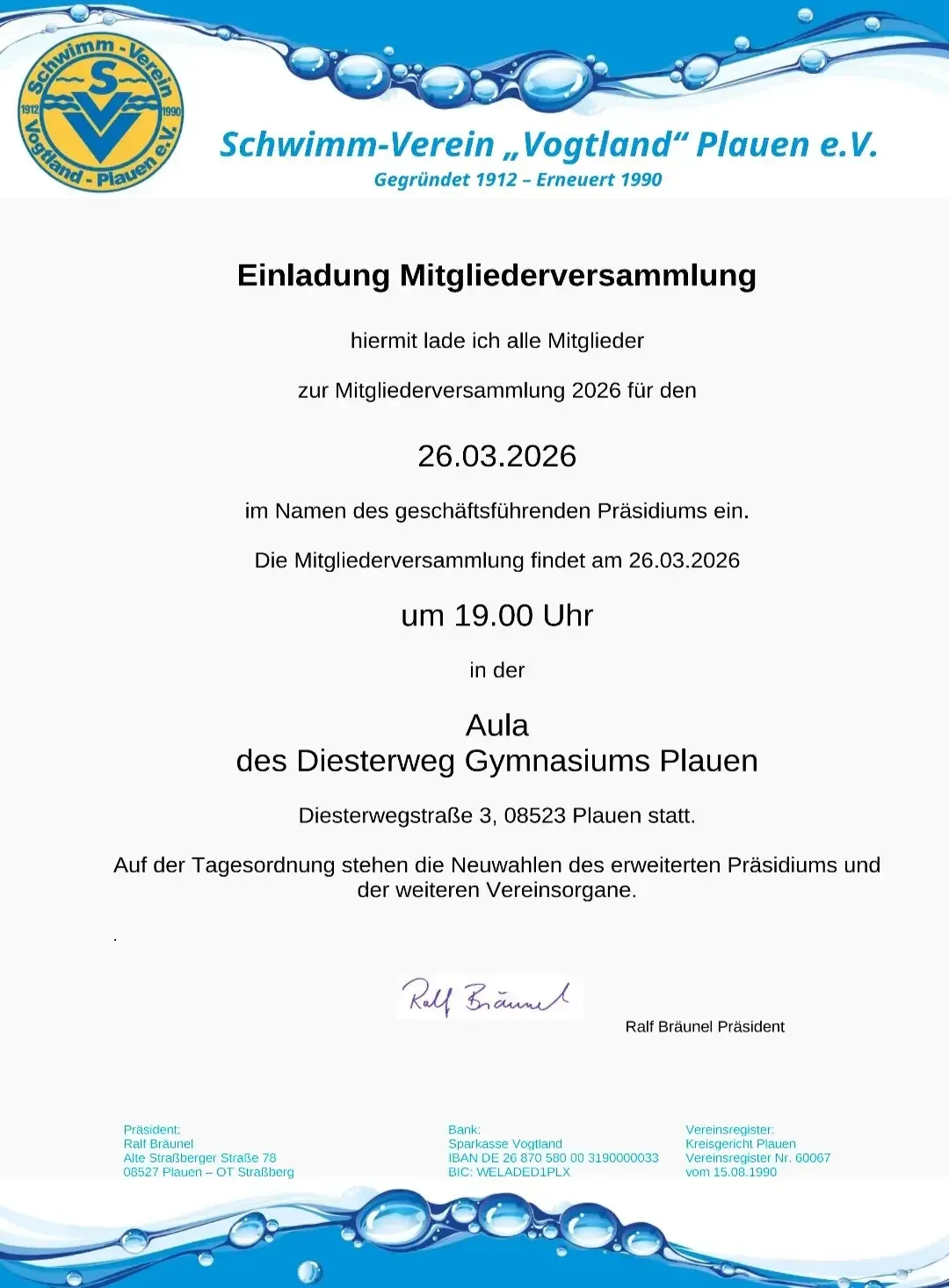 Einladung Mitgliederversammlung